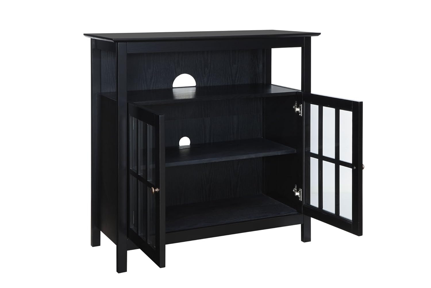 Convenience Concepts Big Sur Highboy TV Stand with Storage Cabinets for TVs up to 40 Inches, Black