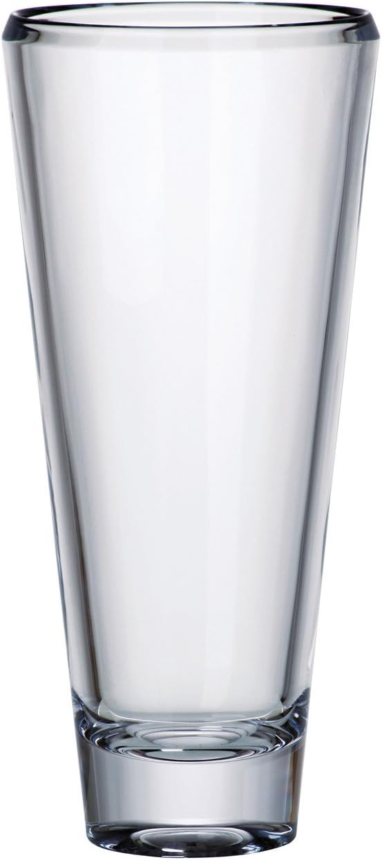 Clear European Glass Crystalline Round Vase, 12" Height