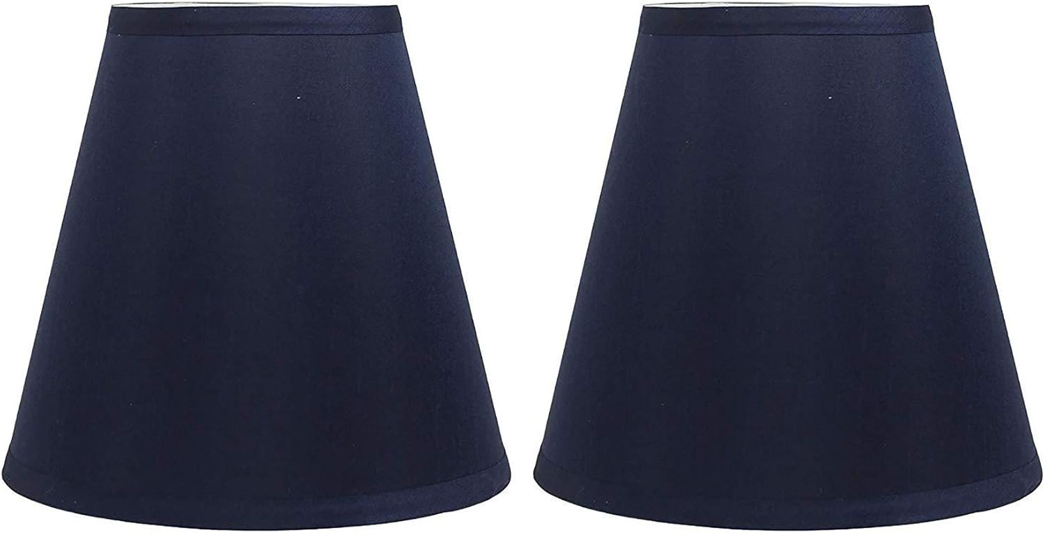 Urbanest Set of 2 Hardback Silk Empire Lamp Shade 5-inch by 9-inch by 8.5-inch, Navy Blue