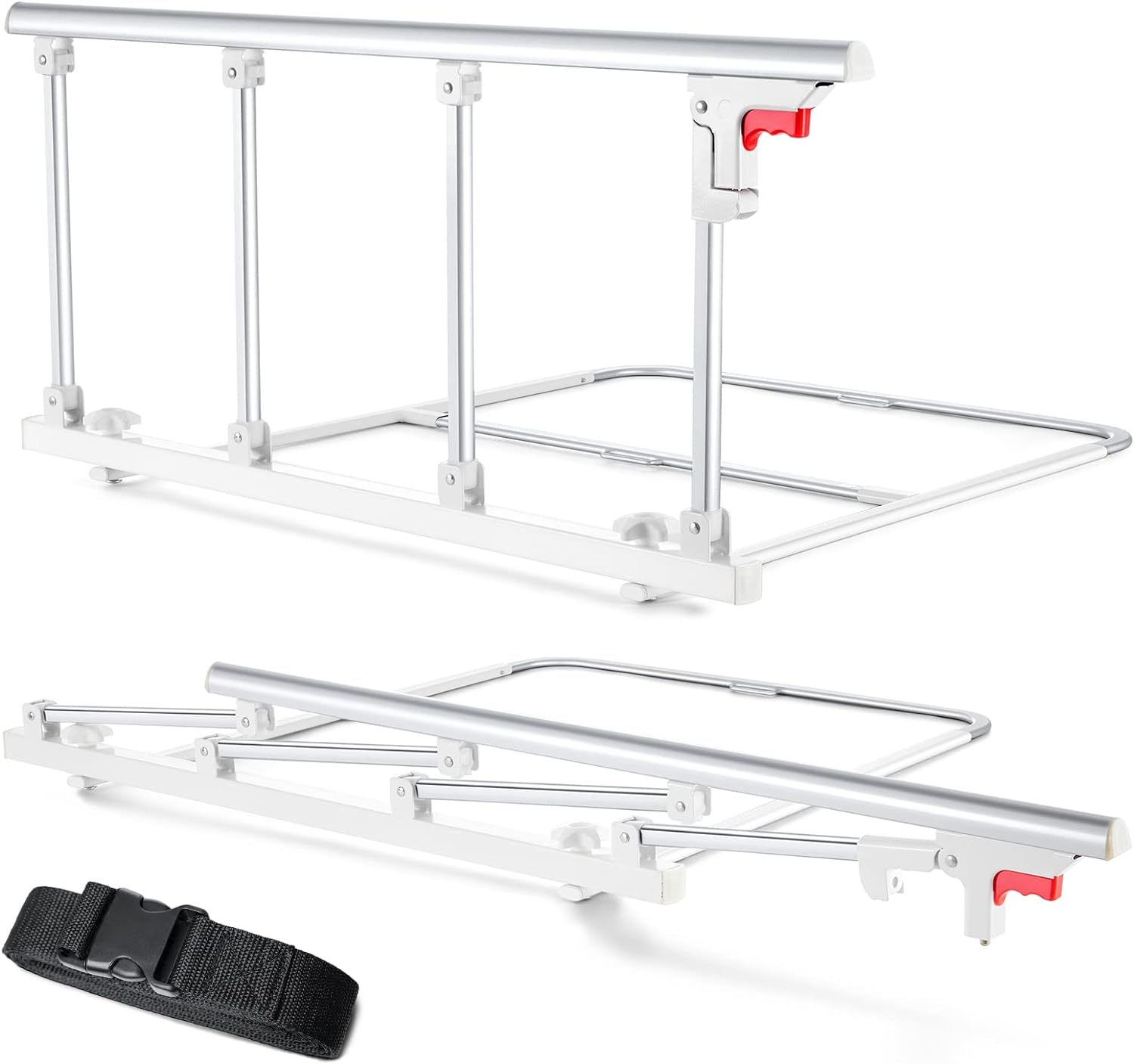 Bed Rails for Elderly Adults Safety, Folding Bedside Assist Rail Handle, Fall Prevention Safety Hand Guard Grab for Seniors & Surgery Patients, Fit King, Queen, Full, Twin(Tool-Free Assembly)