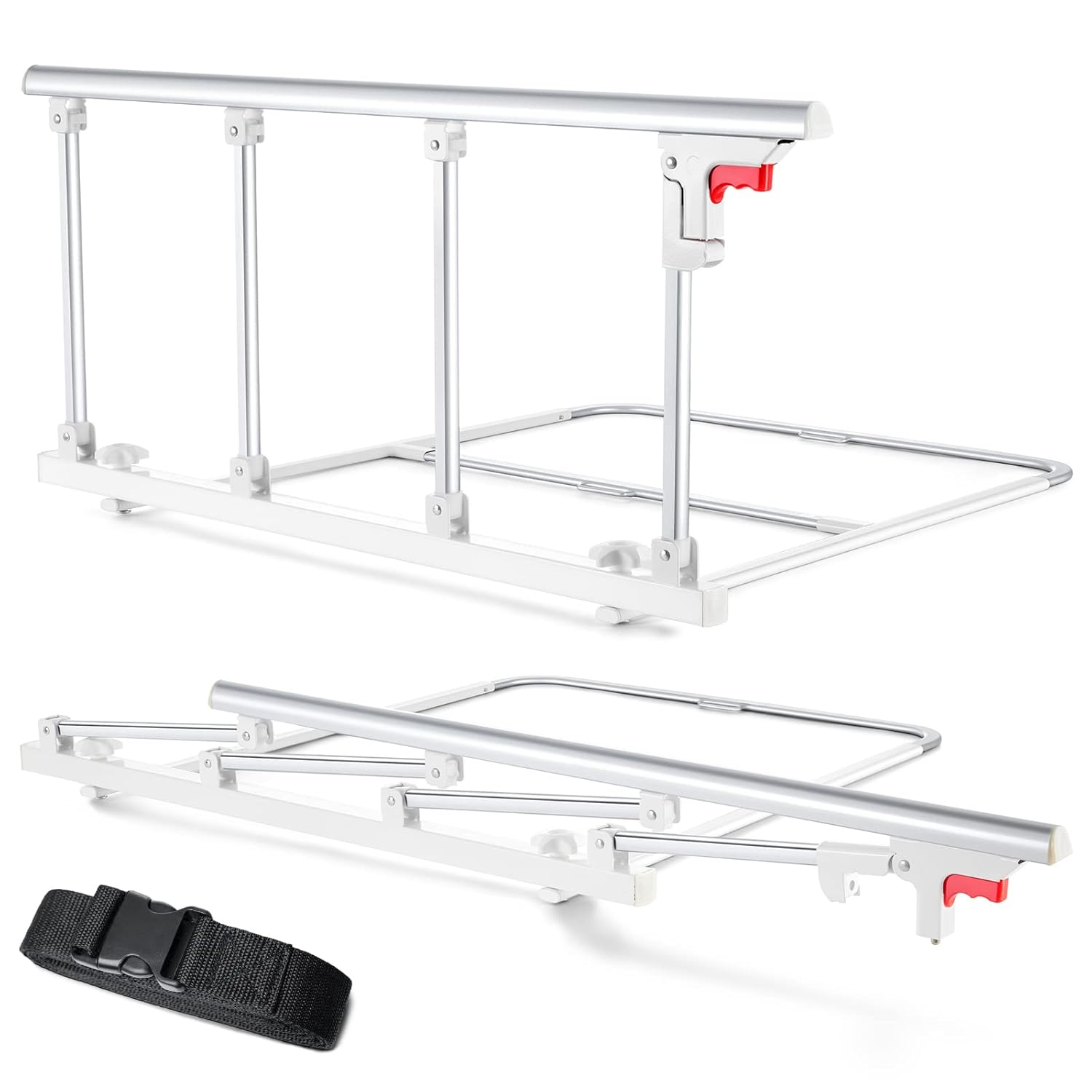 Bed Rails for Elderly Adults Safety, Folding Bedside Assist Rail Handle, Fall Prevention Safety Hand Guard Grab for Seniors & Surgery Patients, Fit King, Queen, Full, Twin(Tool-Free Assembly)