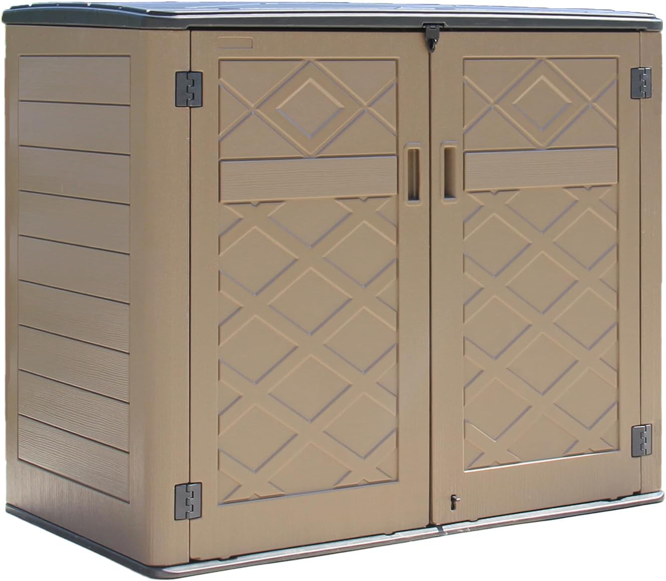 Large Brown Resin Outdoor Storage Shed with Shelving
