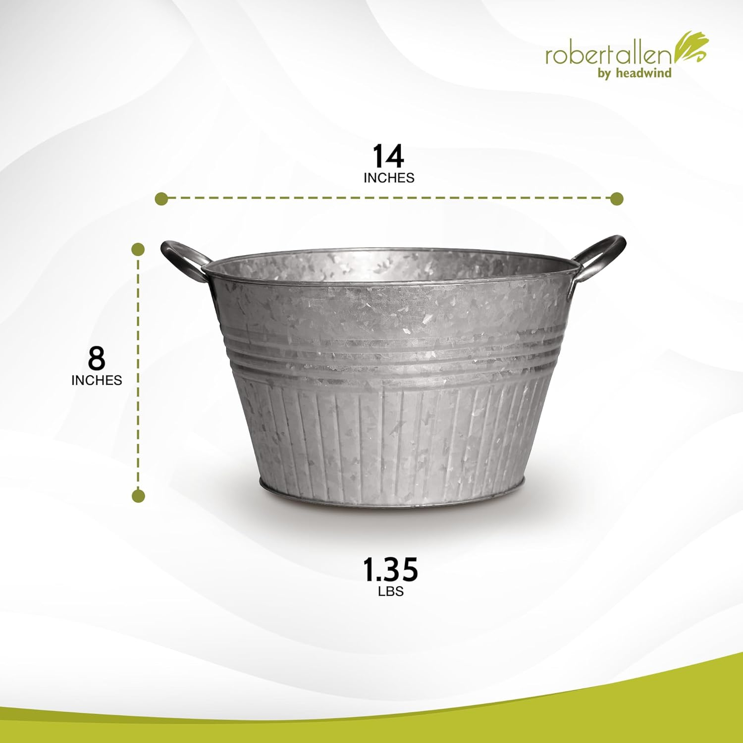 14" Galvanized Silver Round Metal Tub Planter