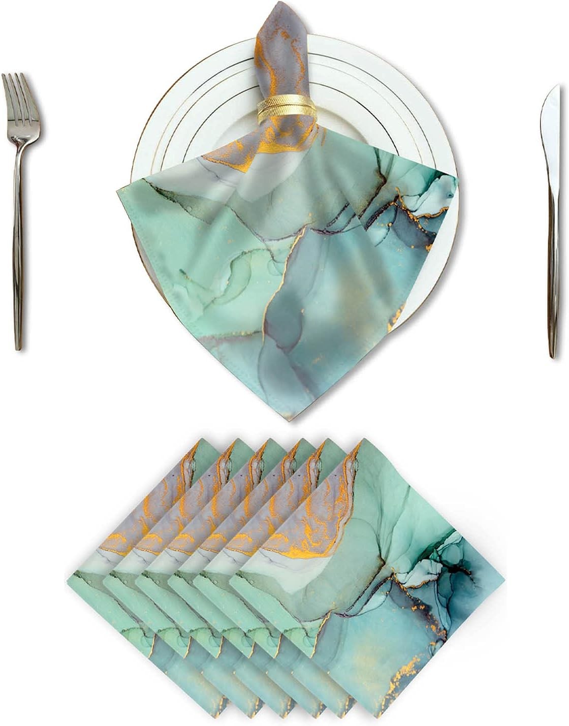DII Lemon Bliss Printed Napkin Set 6 Piece, Yellow/Green, 20x20"