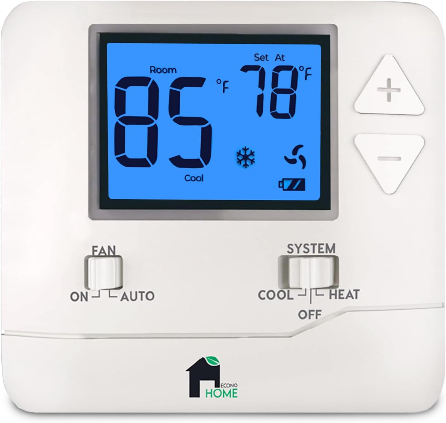 EconoHome ME EH Thermostat EH701 Square White Digital Screen Thermostat