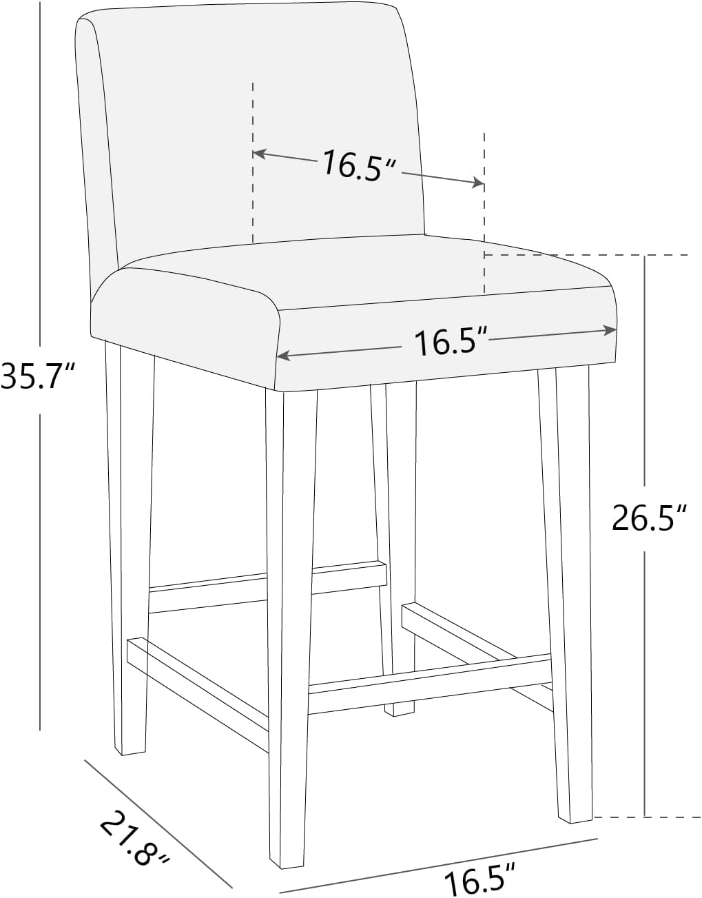 CHITA 25 inch Bar Stools Set of 2, Faux Leather in White