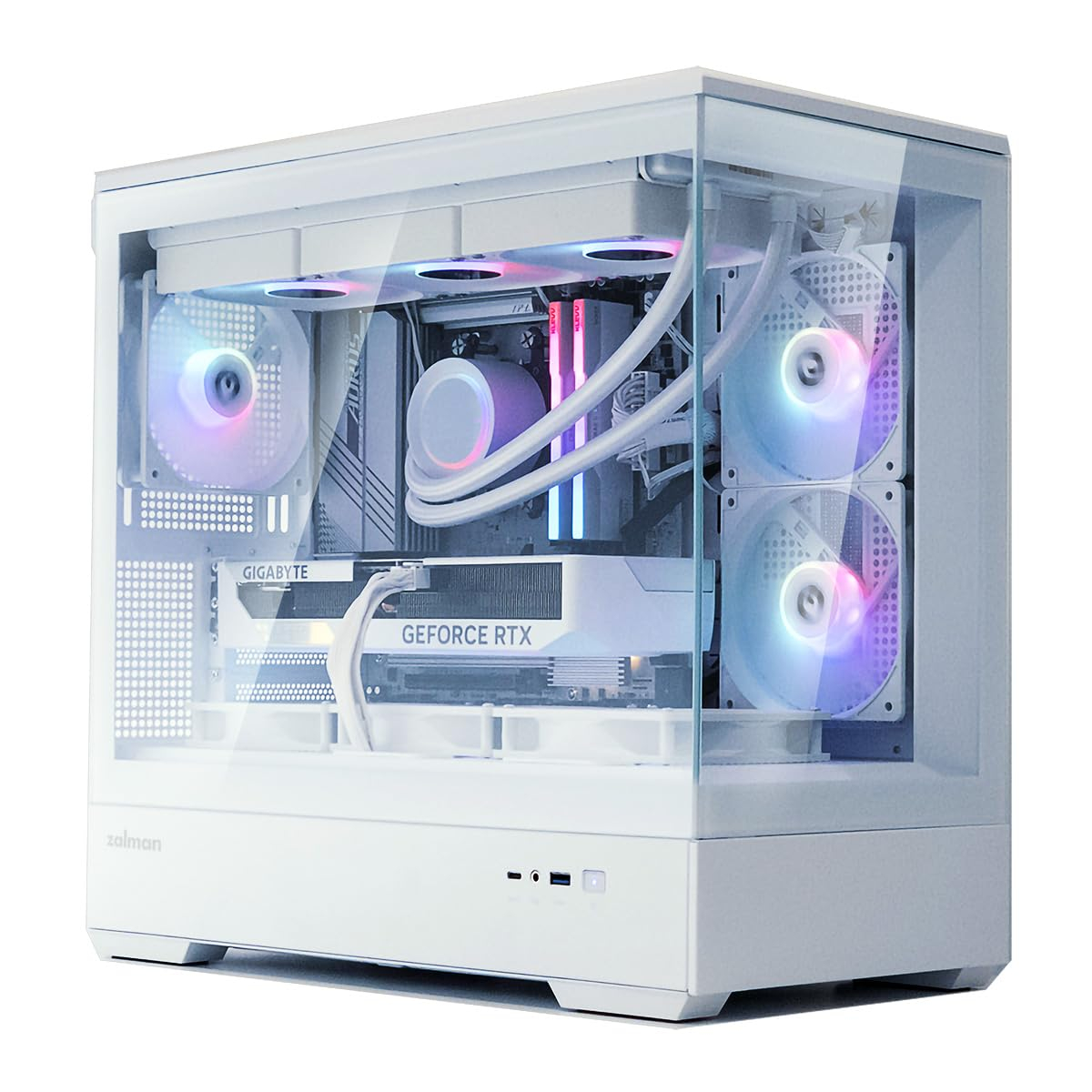 Zalman Chronix ATX Mid-Tower Gaming PC Case, Includes 3 x ARGB Fans, USB Type-C, 360mm Top & 240mm Side Radiator Support, Panoramic Tempered Glass, Cable Management, Desktop Computer Chassis, White