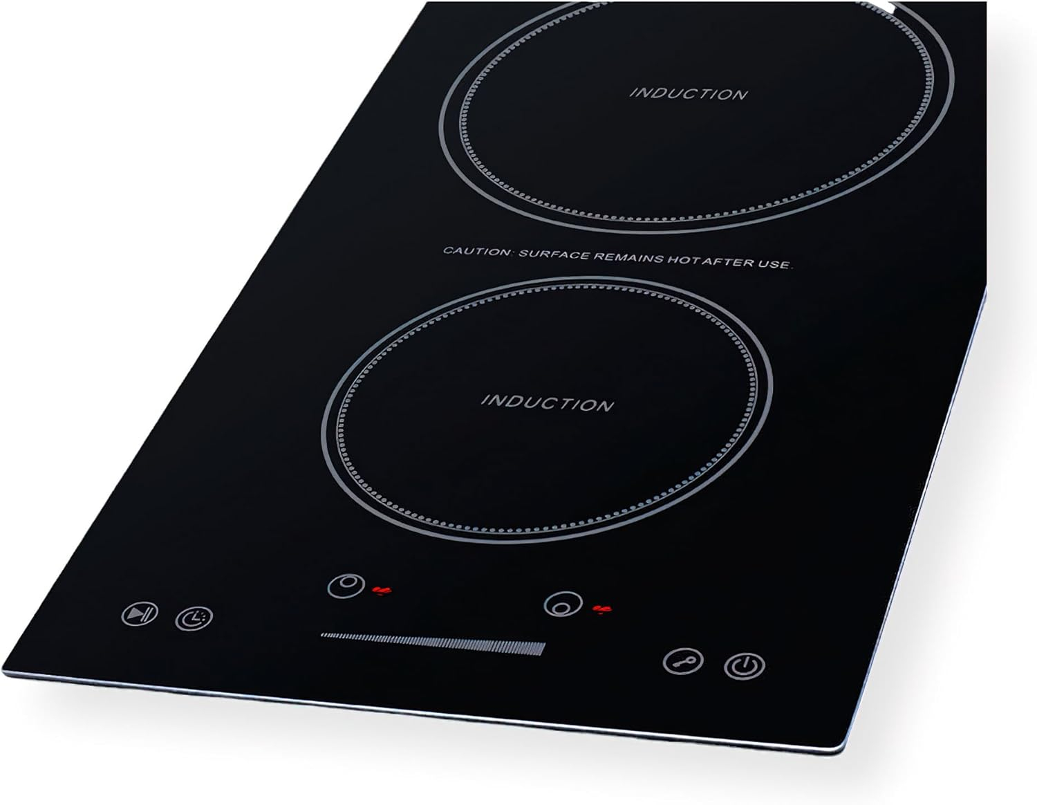 Compact Black Ceramic 2-Burner Induction Cooktop with Stainless Steel Trim