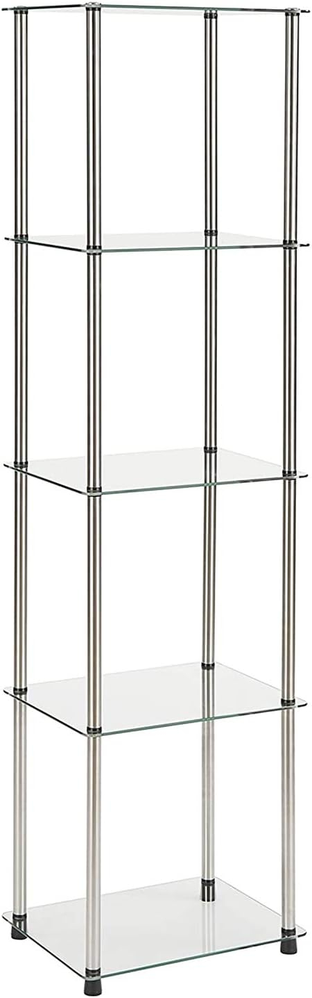 Convenience Concepts Designs2Go Classic Glass 5 Tier Tower Display Shelves, Glass