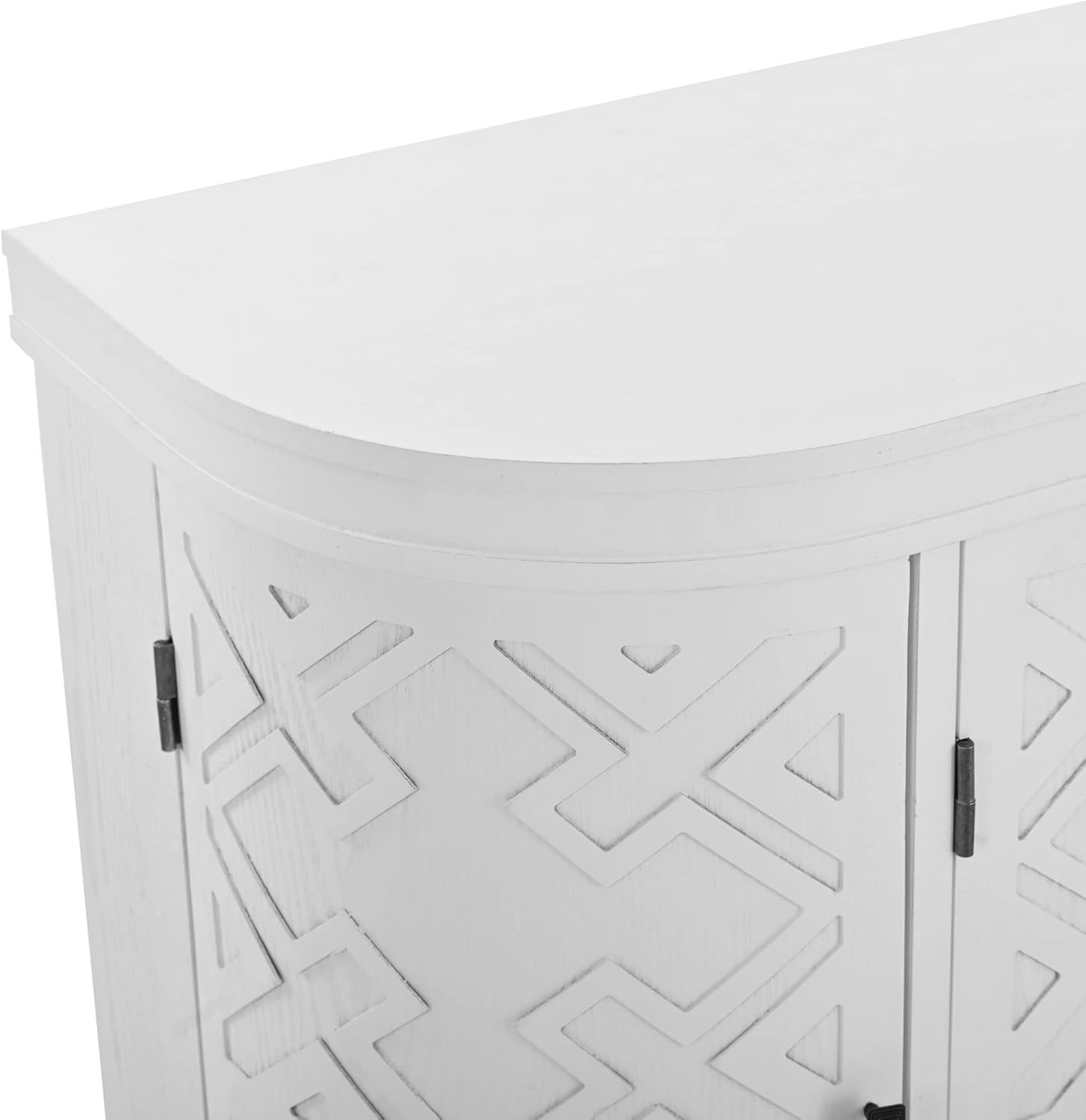 Amposei Vintage Curved Sideboard Buffet 47.2-Inch Accent Storage Cabinet Wooden Console Table Coffee Bar Cabinet with 4 Doors and Interior Shelves for Living Room Entryway (White)