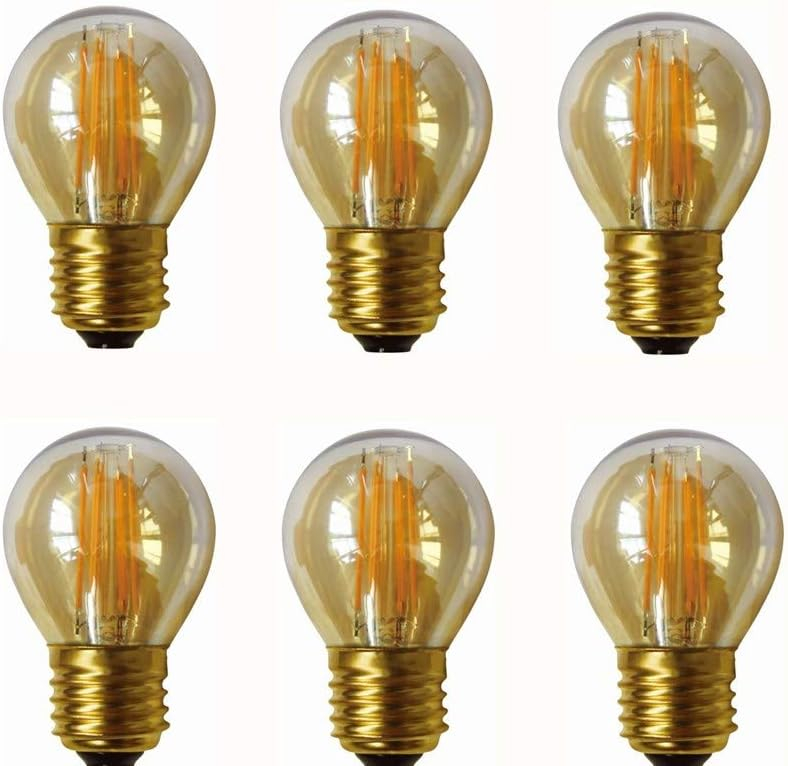 4W G45 Dimmable LED Filament Bulb G45 LED Vintage Edison Bulbs E26/E27 Medium Base Lamp for Home Pendant Antique Light,G14/G45 Shape,E26/E27 Socket Base,Amber Glass,2300K Warm White, Pack of 6