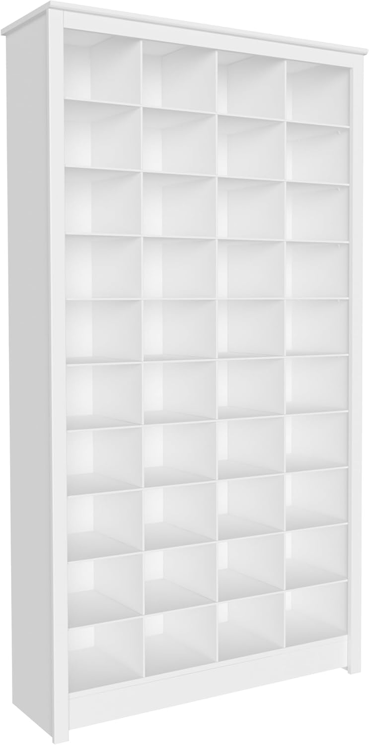 Prepac White Tall Storage Cabinet, Shoe Cabinet, Cube Storage Organizer with 40 Shoe Cubbies 13"D x 39.5" W x 72.5" H, WUSG-0011-1