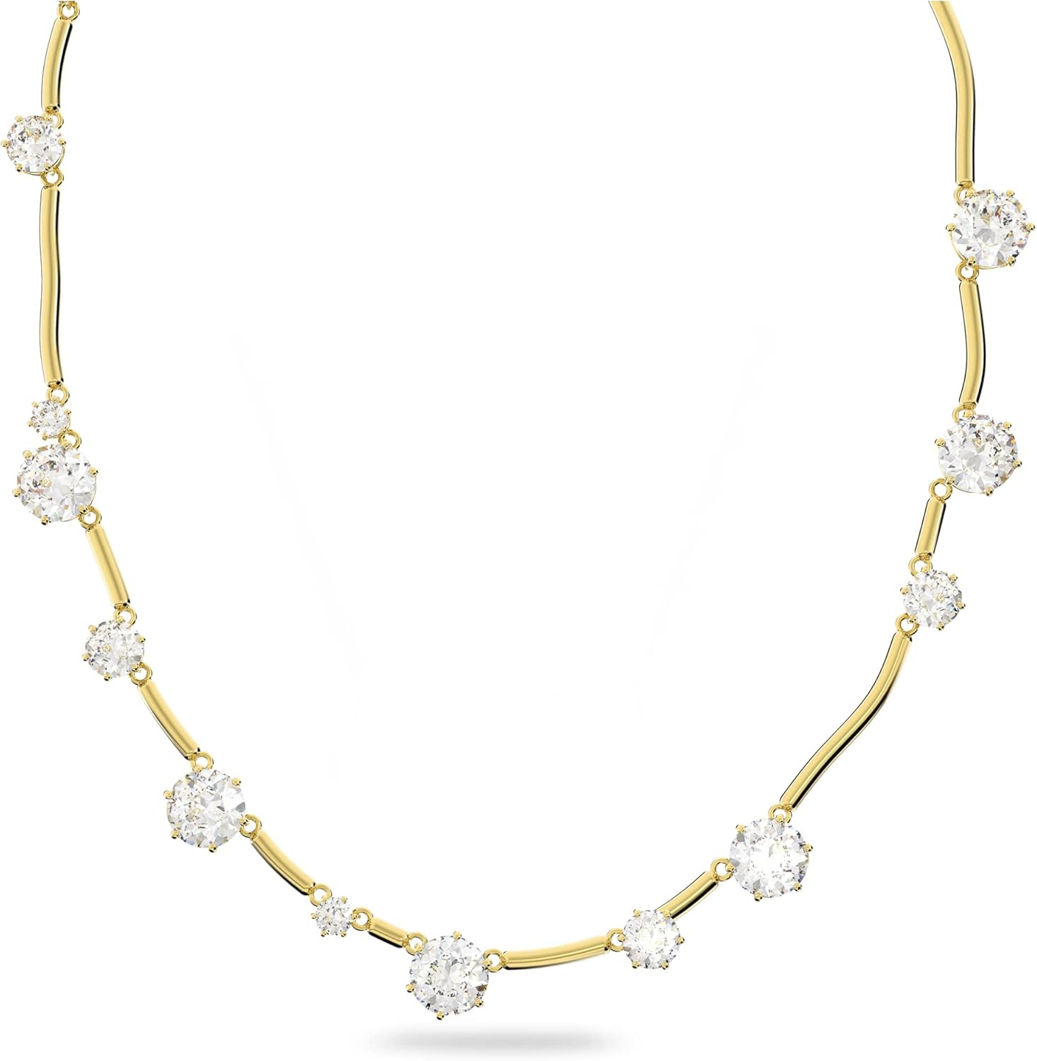 Swarovski Angelic Pendant with Circular Clear Crystal and Clear Crystal Pavé on a Rhodium Plated Chain