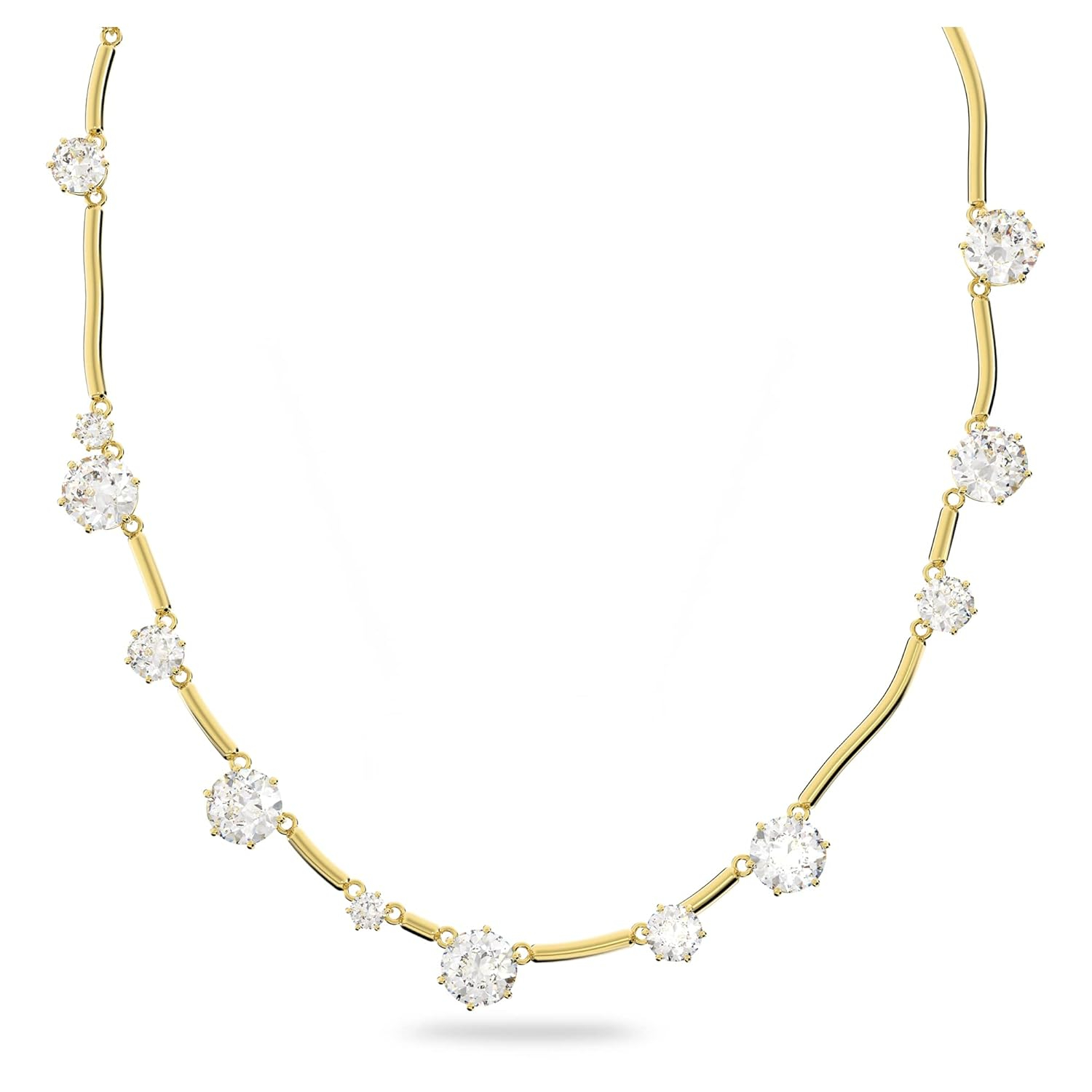Swarovski Angelic Pendant with Circular Clear Crystal and Clear Crystal Pavé on a Rhodium Plated Chain