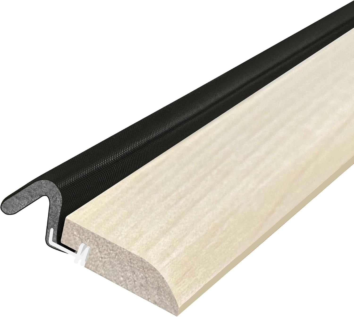 Streamline Pattern Door Stop Set, with Q-LON Weatherstrip 2-7 FT (84") Pieces and 1-3 FT (37") Piece (Black Q-LON WEATHERSTRIP)