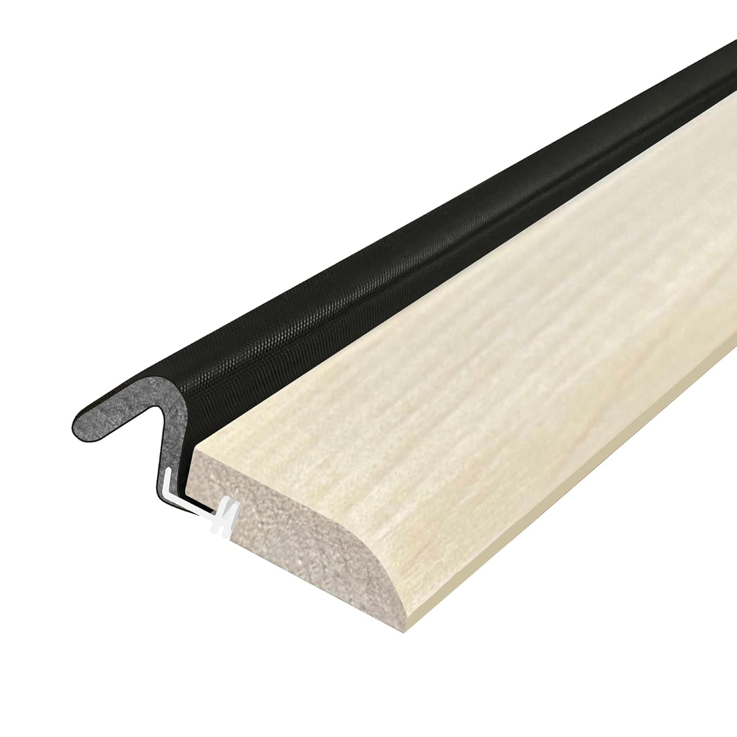 Streamline Pattern Door Stop Set, with Q-LON Weatherstrip 2-7 FT (84") Pieces and 1-3 FT (37") Piece (Black Q-LON WEATHERSTRIP)