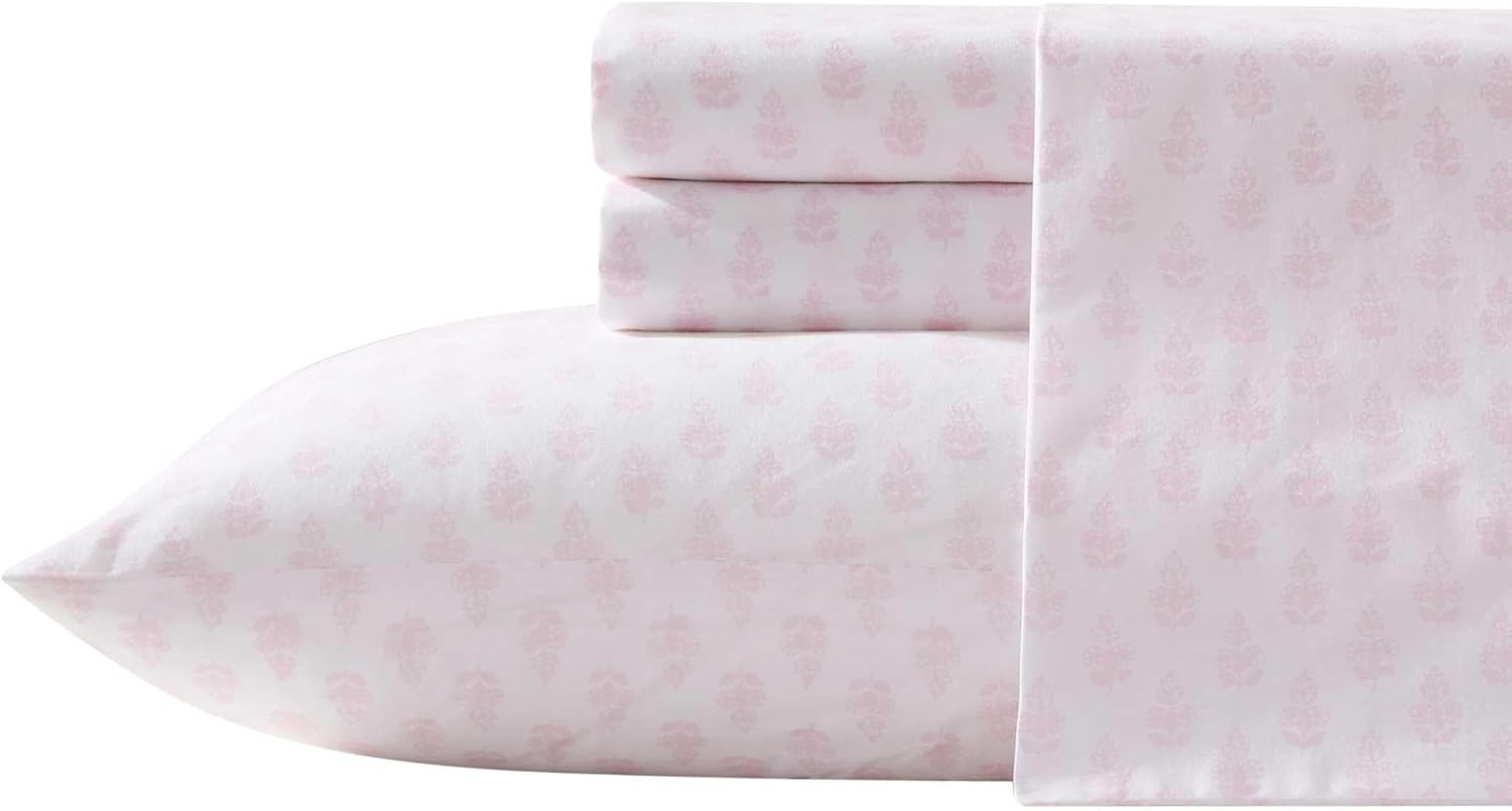 Francesca Pink Floral Percale Cotton King Sheet Set