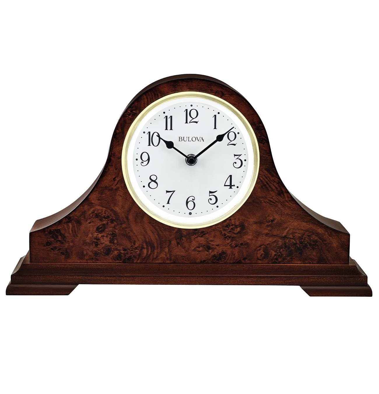 Bulova Chandler Lighted Mantel Clock, Model B1853 | Elegant Design | Illuminated Dial | Quartz Movement | Cherry Wood Finish | Battery Operated