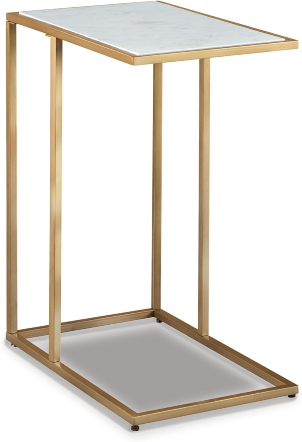 Signature Design by Ashley Contemporary Lanport Accent Table  Champagne/White