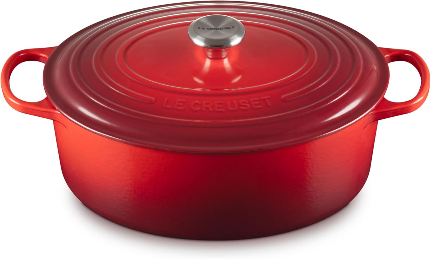 Cerise Red Enameled Cast Iron Oval Dutch Oven, 8 qt