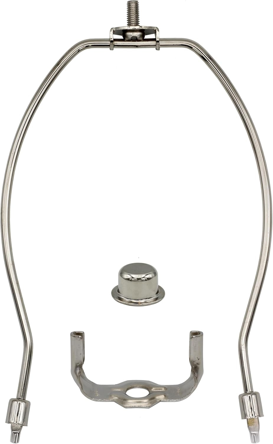 Polished Nickel 8-Inch Lamp Harp Kit with Finial and Base