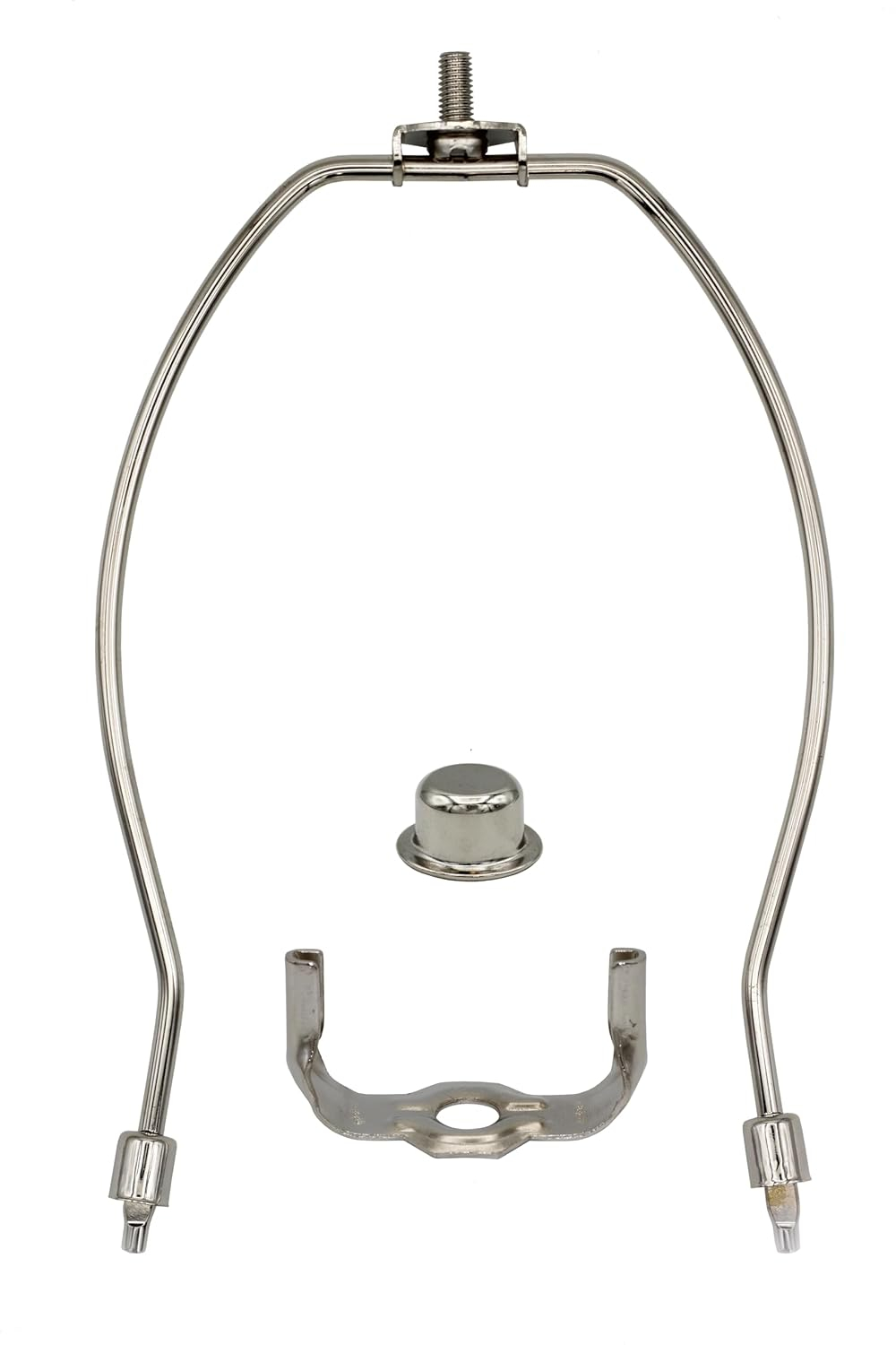 Polished Nickel 8-Inch Lamp Harp Kit with Finial and Base