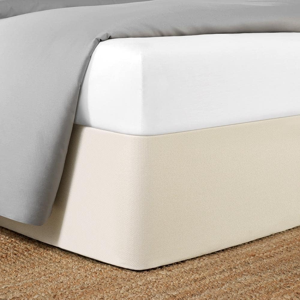 Drevy Circa Bed Wrap, Modern Bed Skirt Alternative with Bamboo , Ivory, Queen