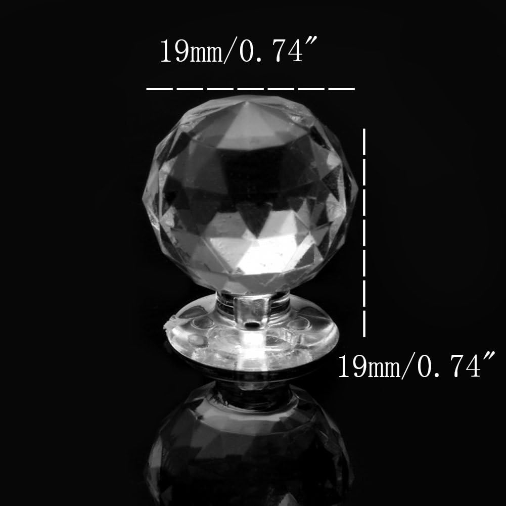 20 Pcs 19mm Crystal Dresser Knobs,Diamond Shape Cabinet Knobs Small Drawer Pulls,for Drawer Dresser Kitchen Cabinets Wardrobe Bathroom Cabinet Desk (Clear)
