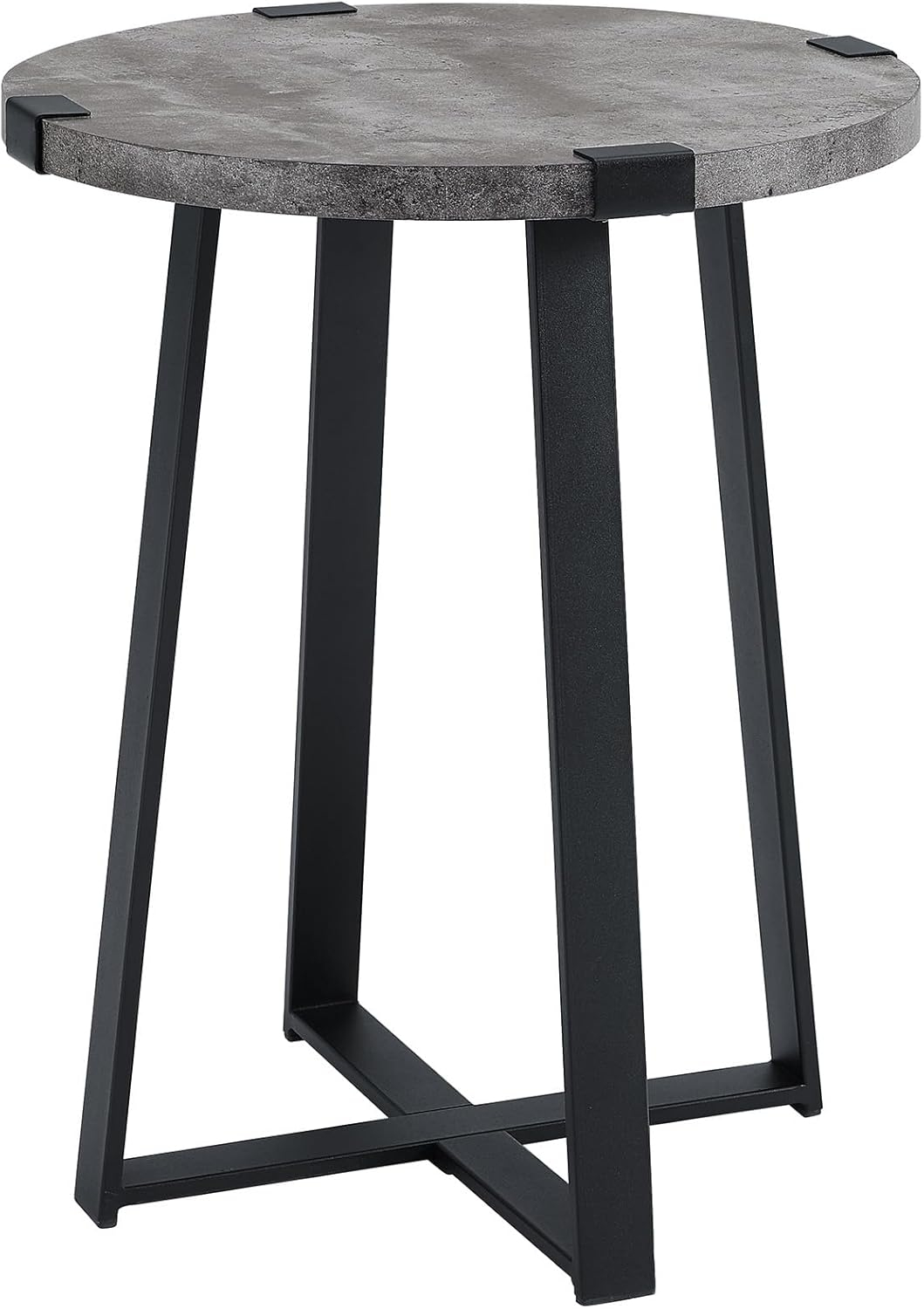 Walker Edison 3 Piece Industrial Wrap Leg Accent Table Set, Dark Walnut