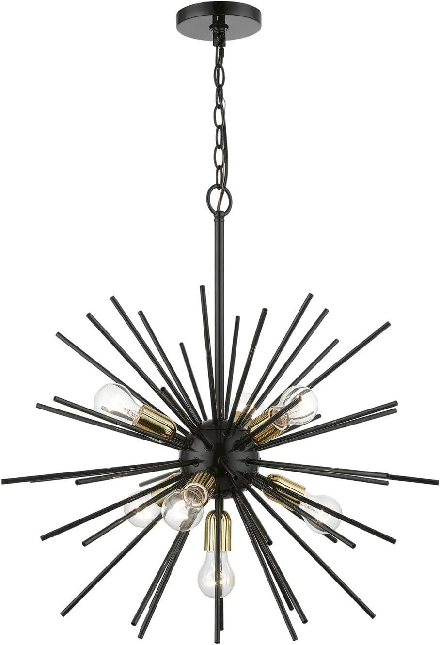 Livex Lighting Tribeca 7 - Light Pendant in  Shiny Black/Polished Brass