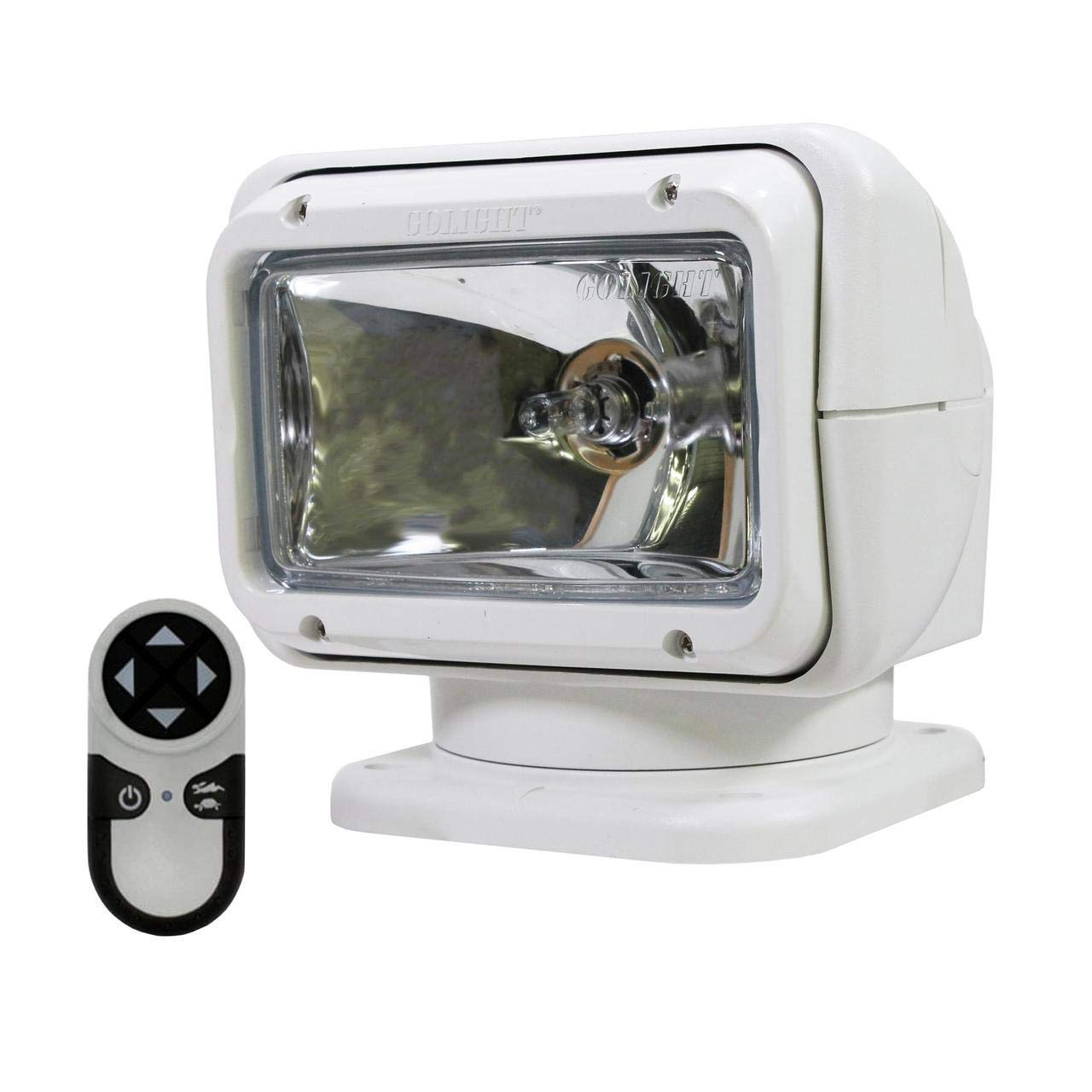 White Halogen Rectangular Permanent Mount Searchlight with Wireless Remote