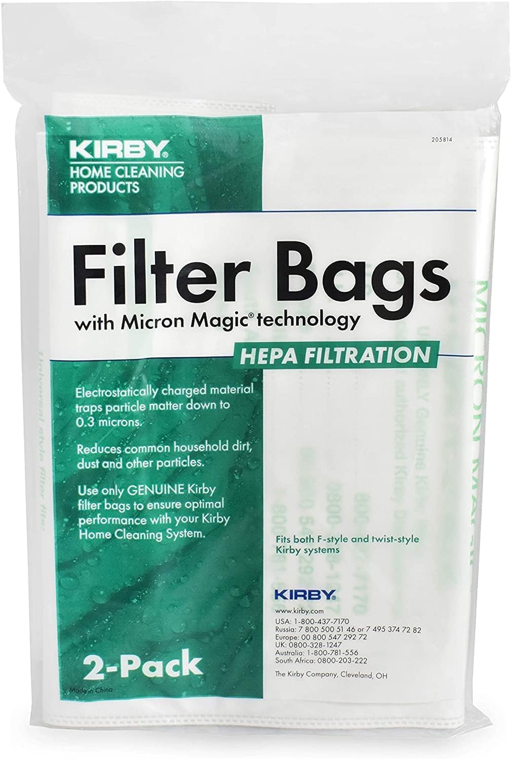 Kirby Allergen Plus Micron Magic Hepa Bags 2 Pk Part - 205814 by Kirby