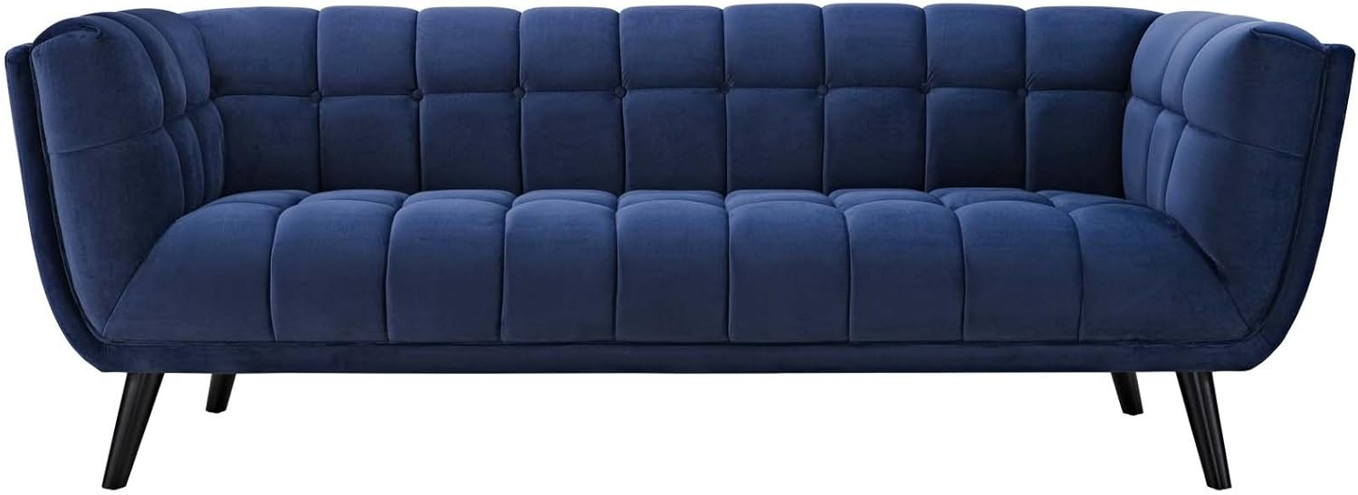 Modway Bestow Modern Style Performance Velvet Sofa in Navy Finish