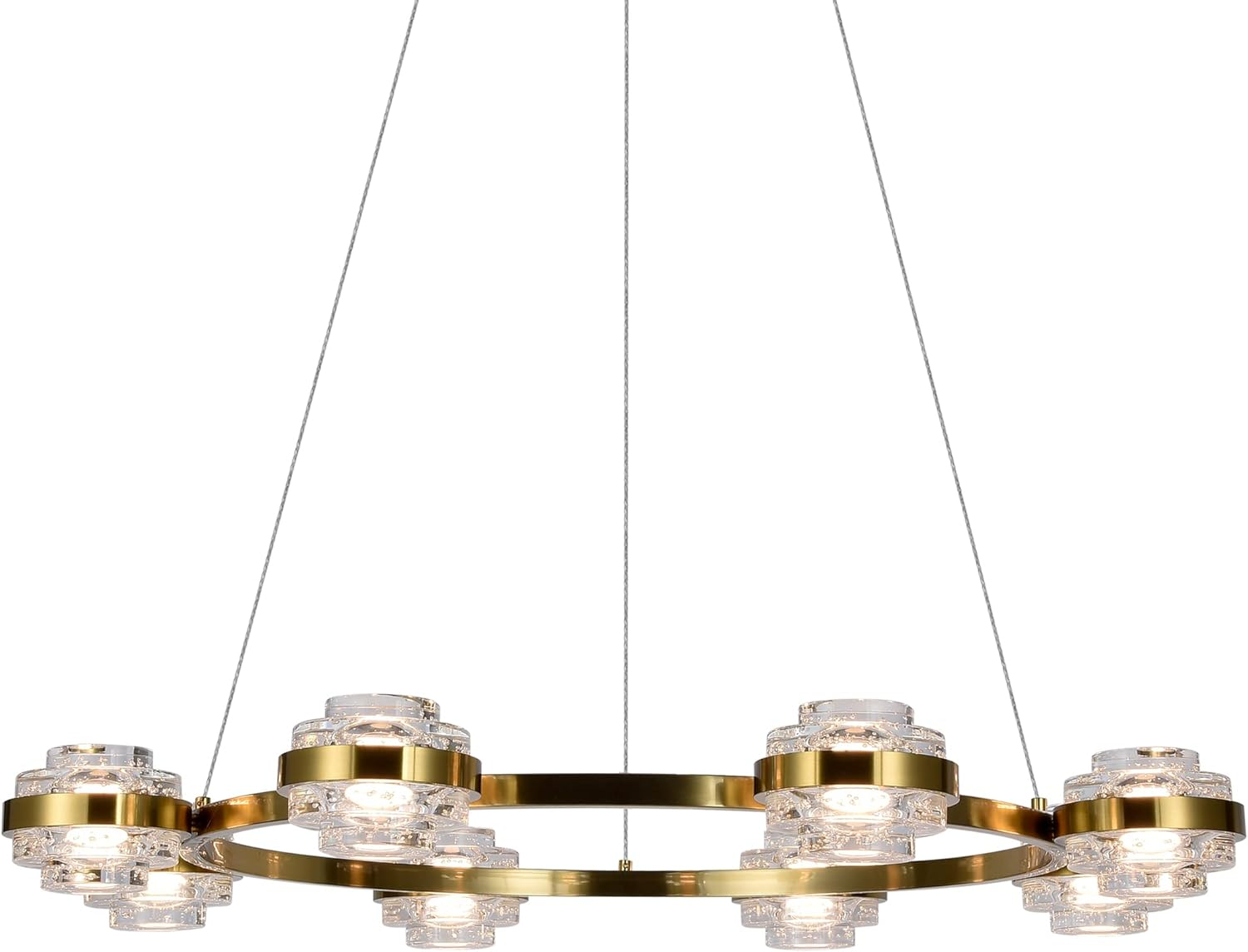 Milano 33-In Ring 8-Light Height Adjustable ETL Certified Integrated LED Circular Chandelier