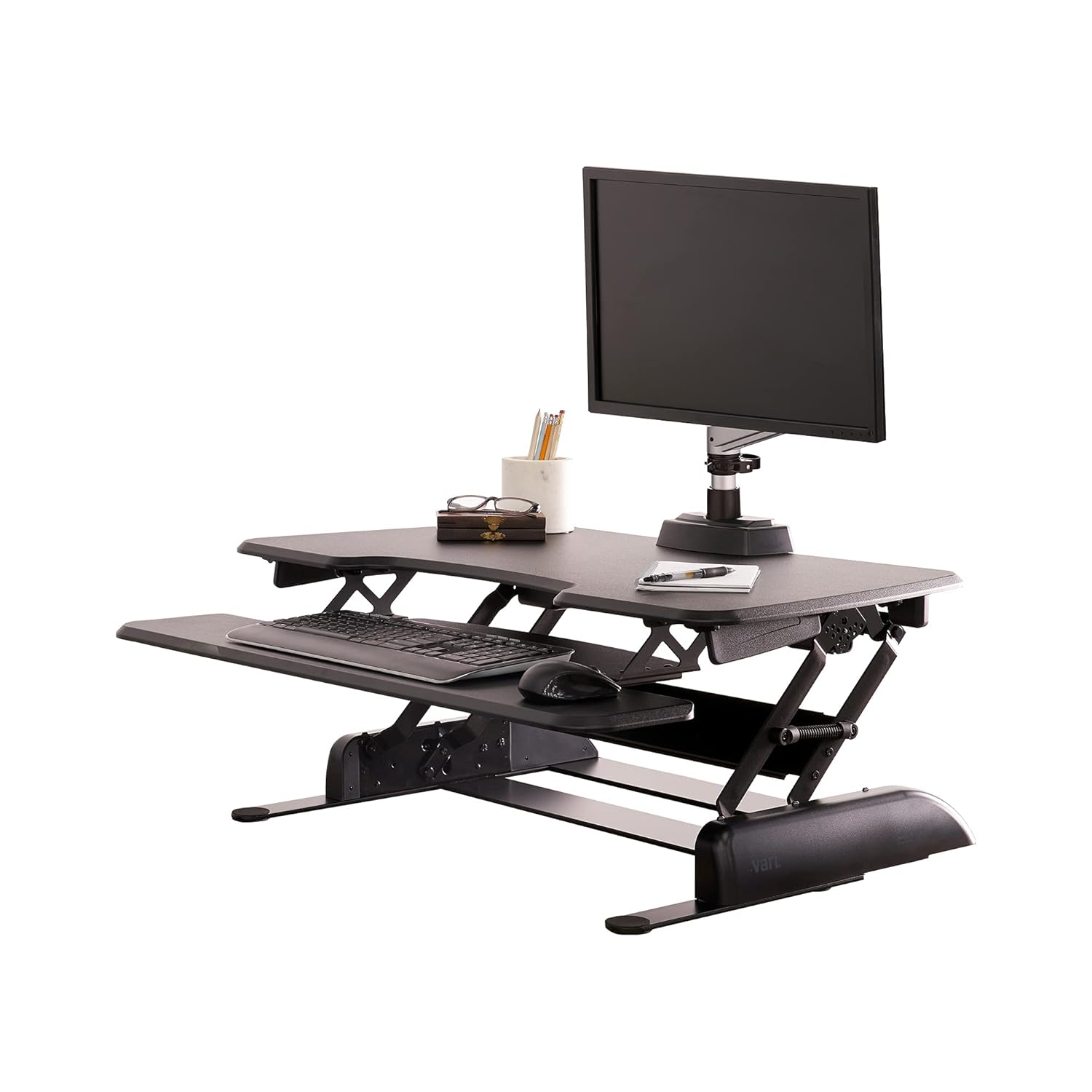 Vari 36" VariDesk Essential Two-Tier Height Adjustable Standing Desk Converter & Monitor Riser, Black