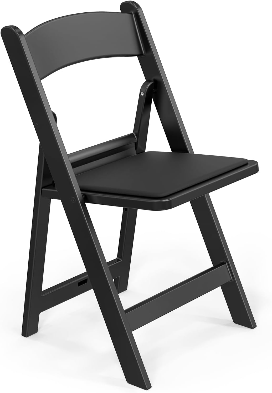 FCH Plastic Folding Chair with Padded Seat, Resin Foldable Chairs with Soft Cushion, Comfortable and Sturdy, Suitable for Indoor and Outdoor, Parties, Weddings, Commercial Events, Black, 1 Pack
