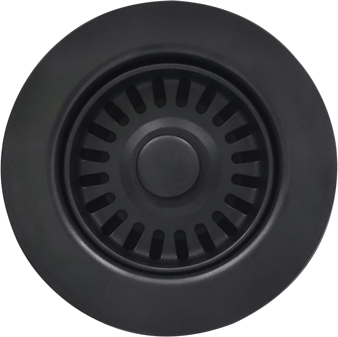 3-1/2 Inch Polymer Black Sink Drain Assembly with Basket Strainer and Stopper for Granite or Fireclay Kitchen Sinks