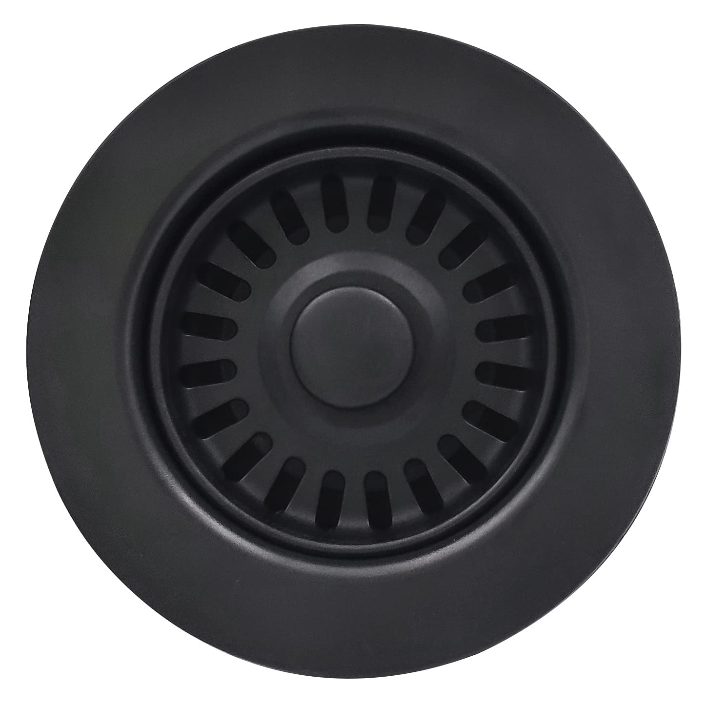 3-1/2 Inch Polymer Black Sink Drain Assembly with Basket Strainer and Stopper for Granite or Fireclay Kitchen Sinks