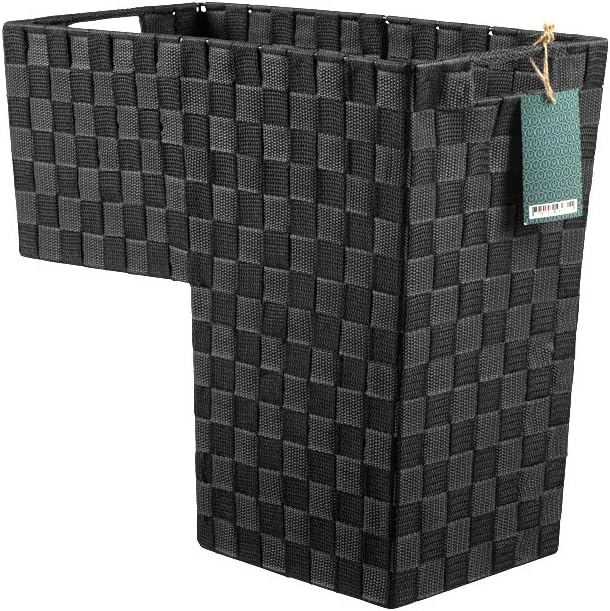 Black Nylon-Woven Stair Step Basket with Handle