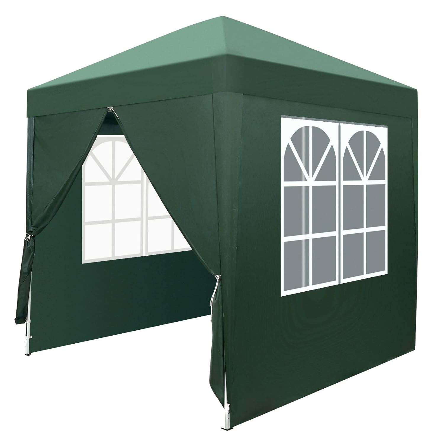 6.5x6.5ft Pop Up Canopy Tent, Outdoor Instant Shelter Folding Canopy with 4 Side Walls and Carry Bag for Commercial Events, Party, Backyard BBQ, Camping (Green)