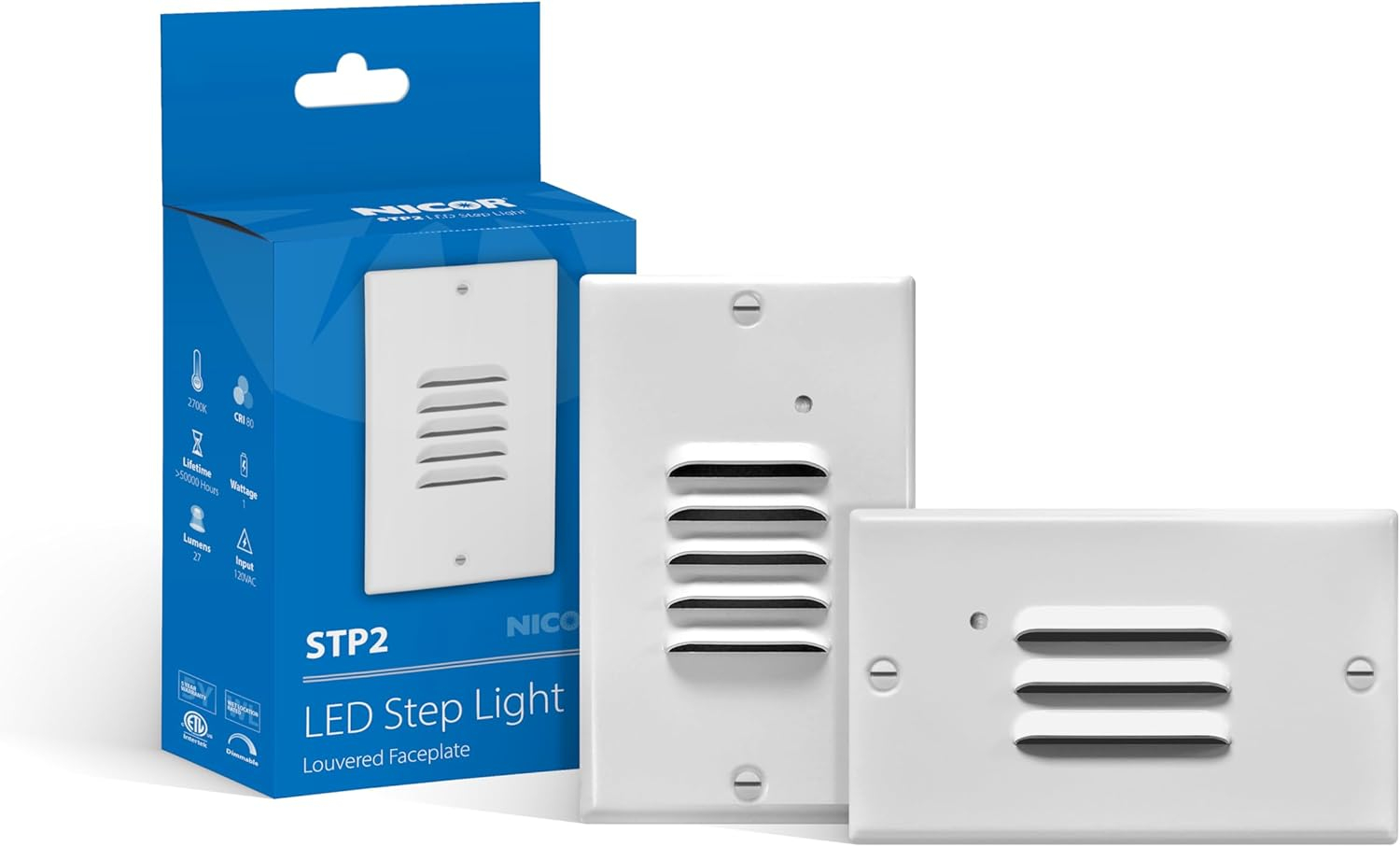STP2 Series White LED Hardwire Stair Light Louvered with Dusk to Dawn Sensor