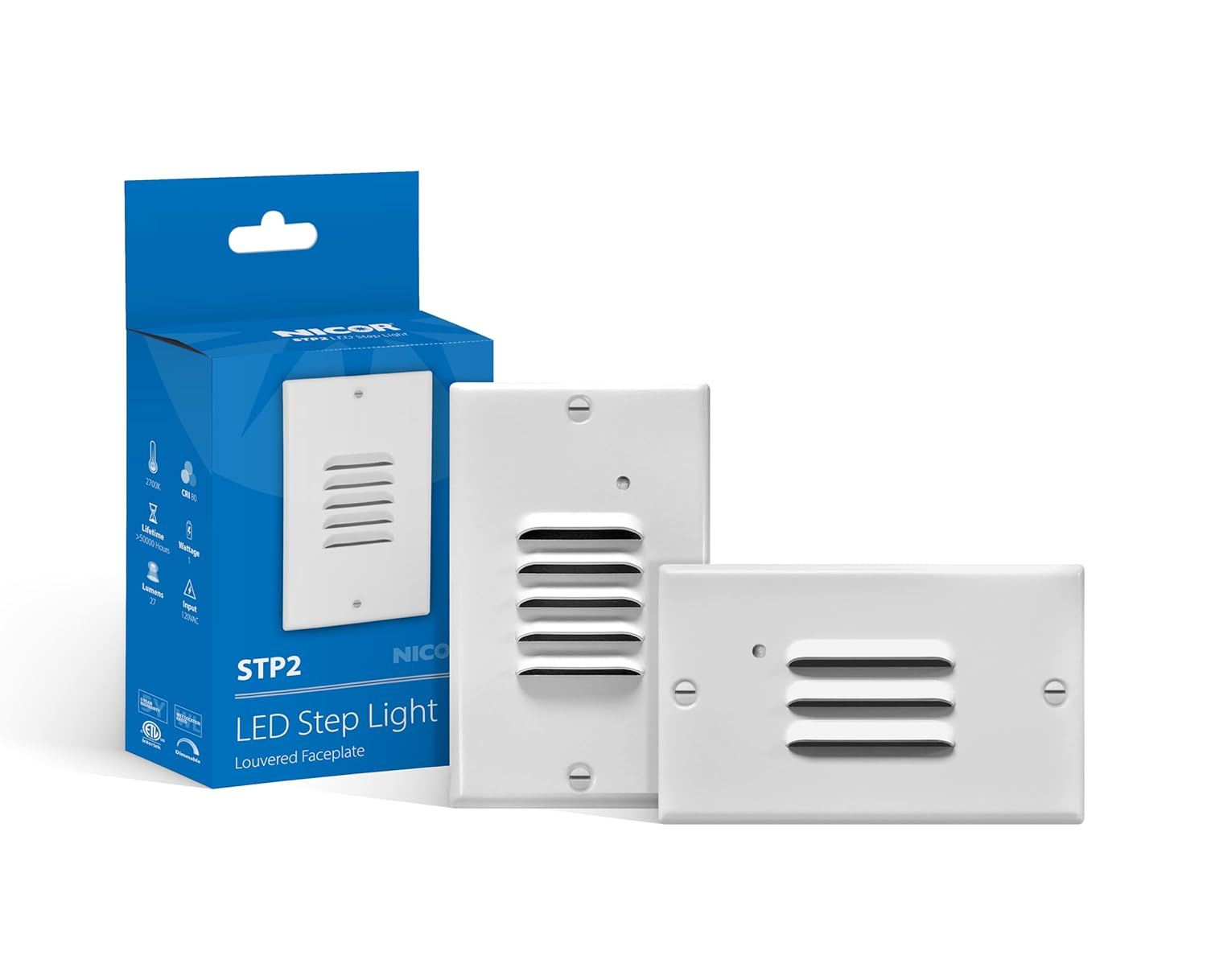 STP2 Series White LED Hardwire Stair Light Louvered with Dusk to Dawn Sensor