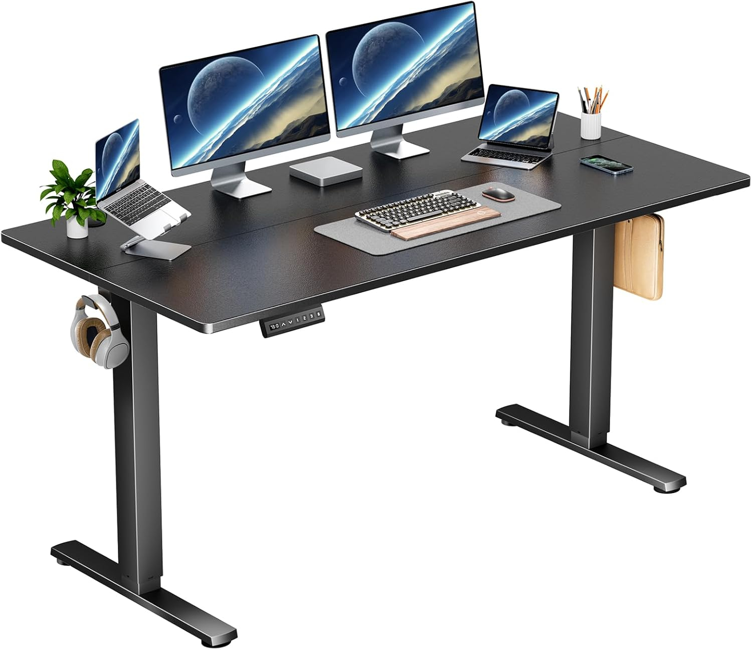 Electric Height Adjustable Standing Desk, 40x24 Inches, Ergonomic Sit-to-Stand Rising Computer Table for Home Office