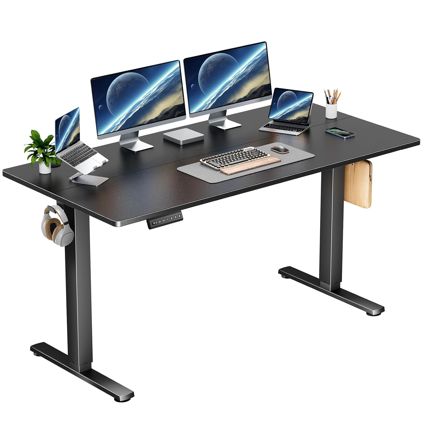 Electric Height Adjustable Standing Desk, 40x24 Inches, Ergonomic Sit-to-Stand Rising Computer Table for Home Office