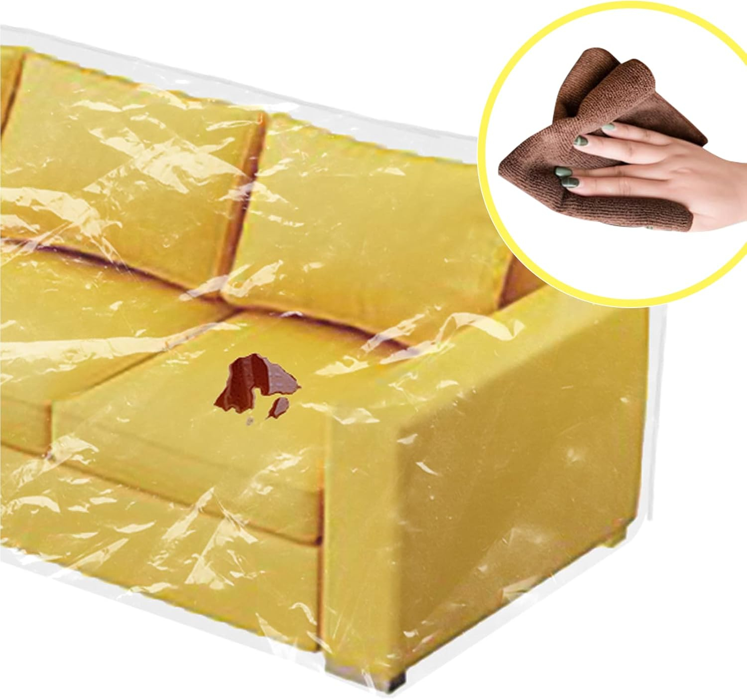 wokire Clear Thicker Couch Cover Water Proof Sofa/Heavy Duty Couch Cover-Protection Against Cat Dog Clawing, Vinyl Sofa Slipover -for Storage and Moving