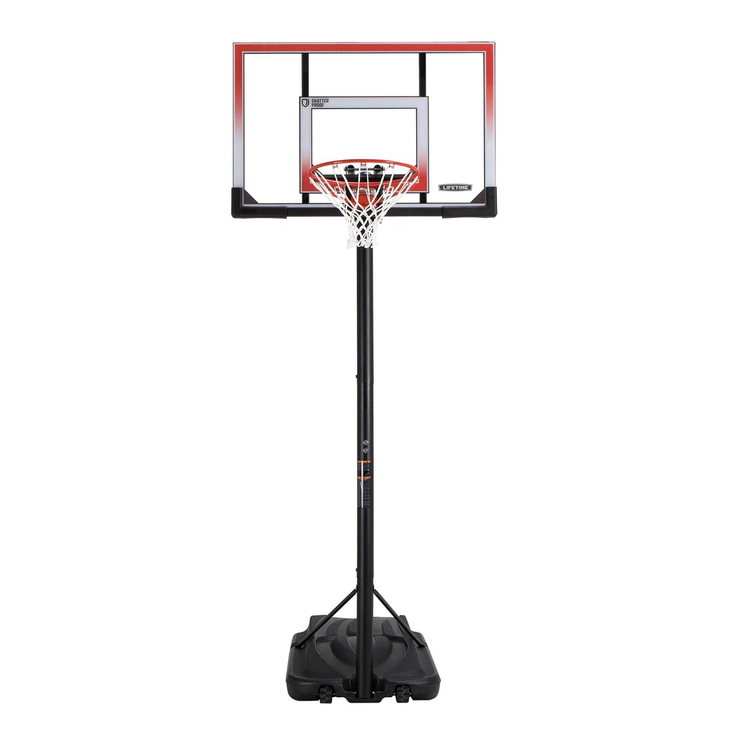 50" Clear Polycarbonate Portable Basketball Hoop with Adjustable Height