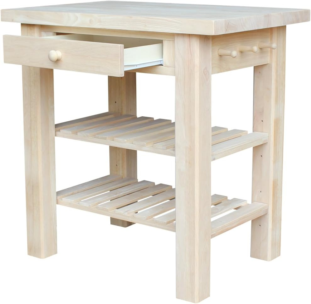 International Concepts Unfinished Butcher Block Kitchen Island