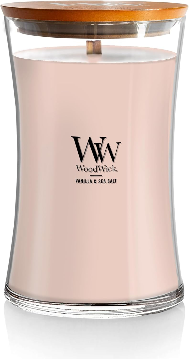 Woodwick Large Hourglass Candle, Vanilla & Sea Salt, 21.5 oz.