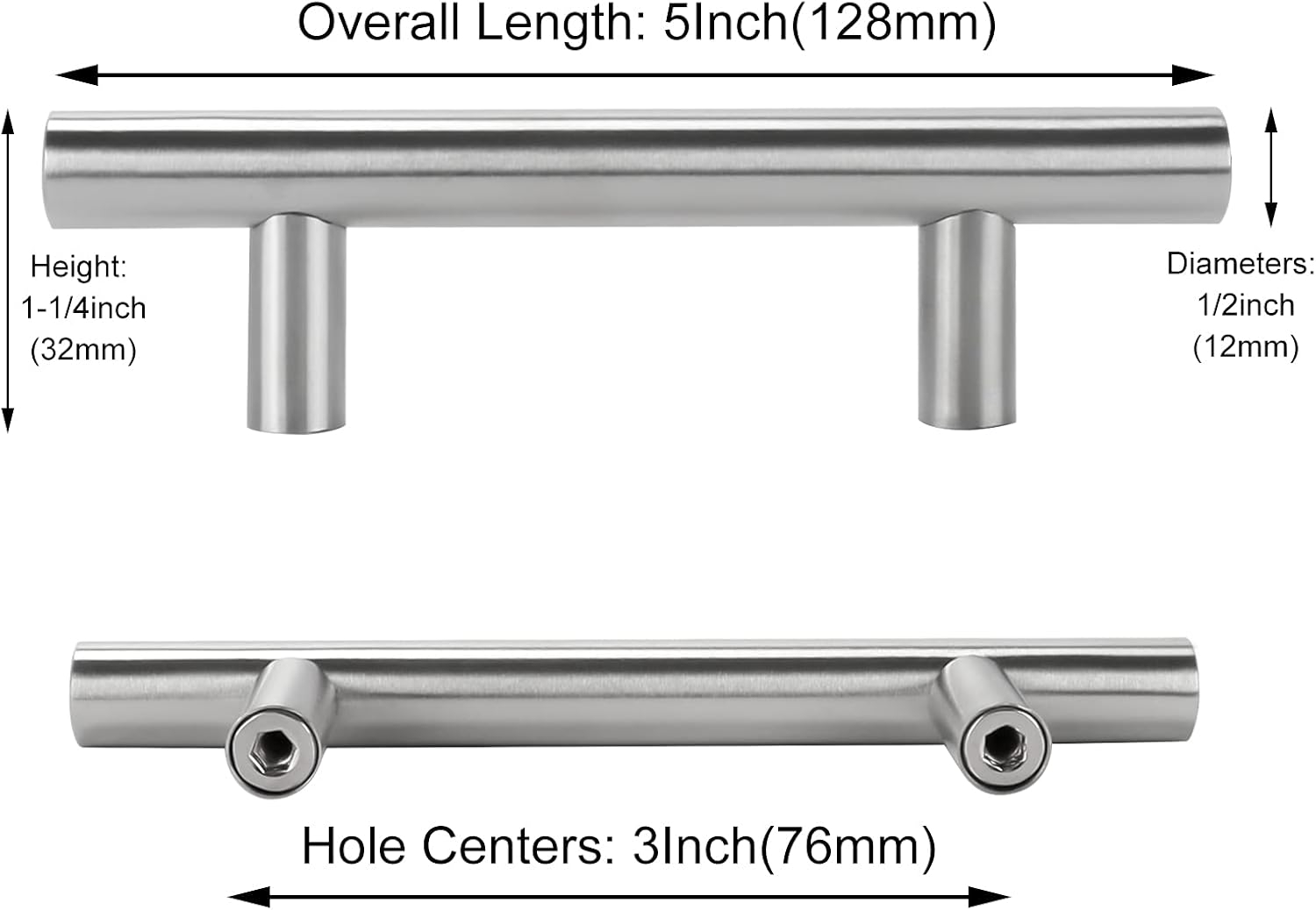 homdiy 10 Pack Brushed Nickel Cabinet Pulls 3 Inch Kitchen Cabinet Handles Stain Steel Cabinet Hardware for Kitchen and Bathroom Cabinets, 5 Inch Overall Drawer Pull