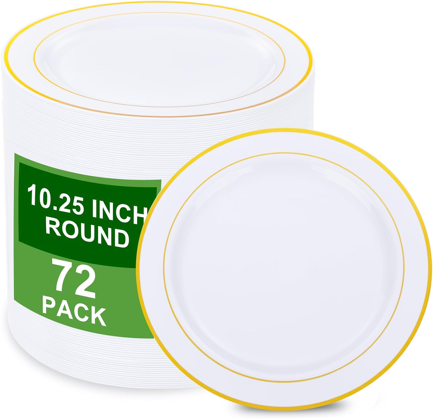 WELLIFE Silver Plastic Dinner Plates 72 Pieces, 10.25" Silver Disposable Plates, Premium Hard Plastic Lunch Plates, Ideal for Wedding and Party